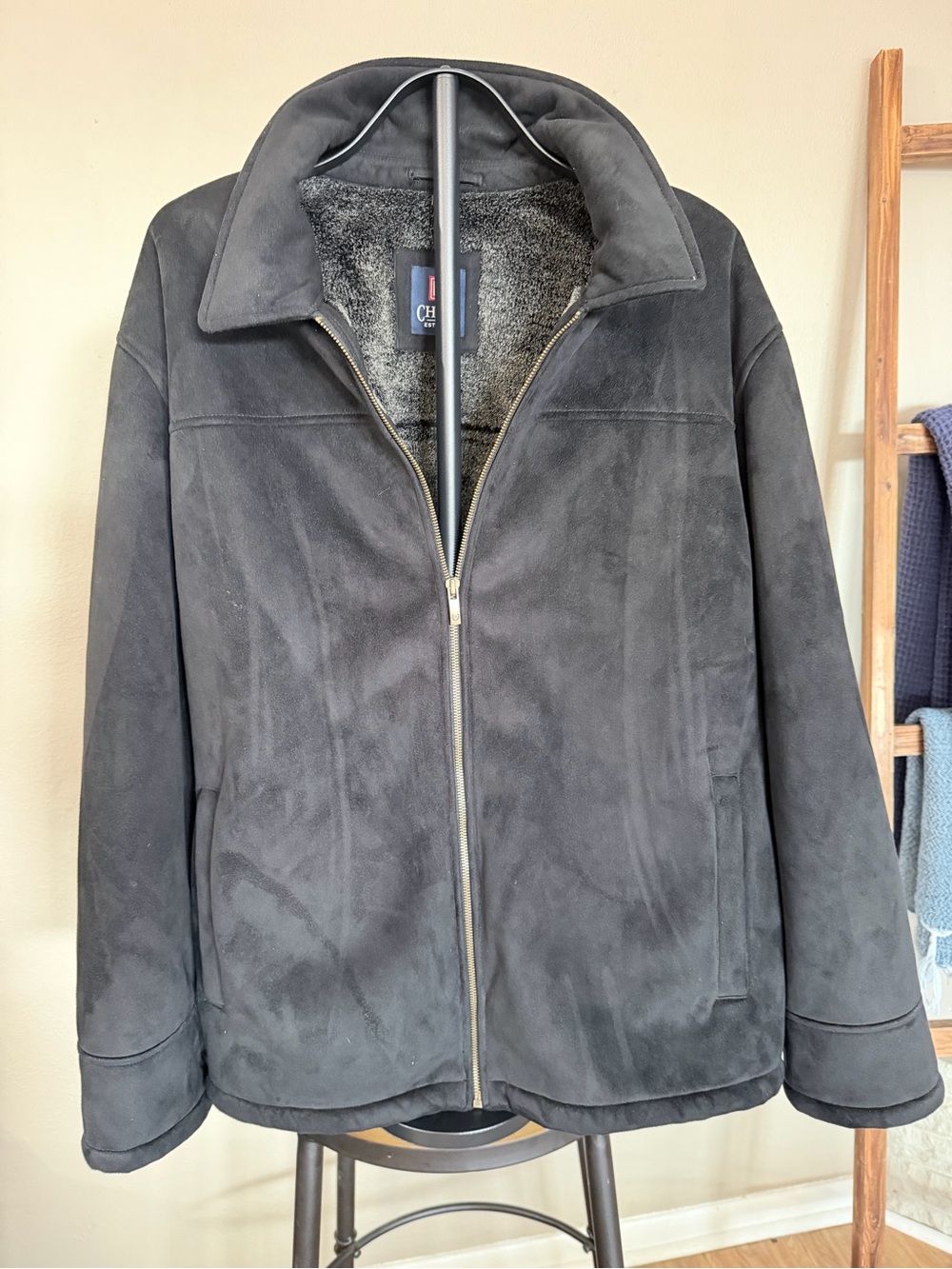 Chaps Black Suede-Look Zip Jacket